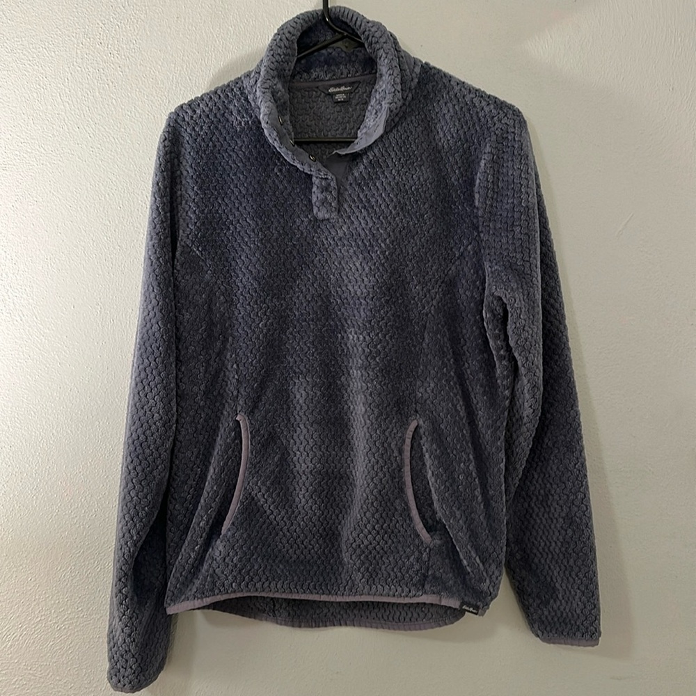 Eddie Bauer Periwinkle Quarter Snap Button Up